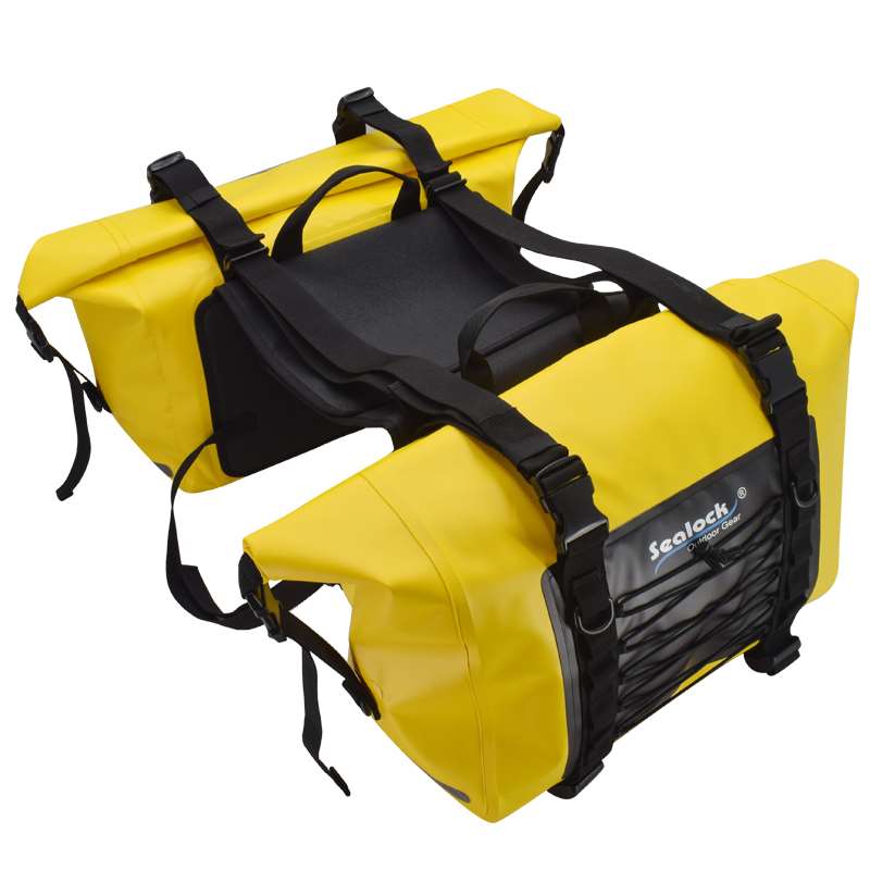 Waterproof Motorcycle Saddlebags 80L with yellow from sealock outdoor