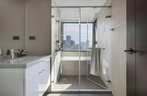 bathroom glass door