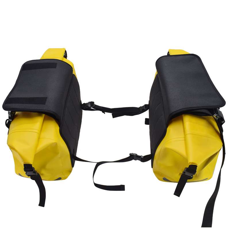 Waterproof Motorcycle Saddlebags 80L with yellow from sealock outdoor