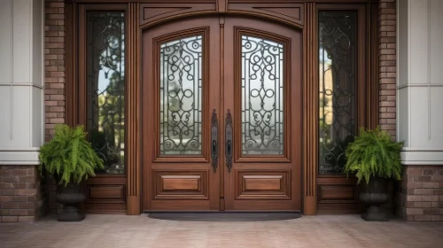 Wood Front Door Window Glass Design
