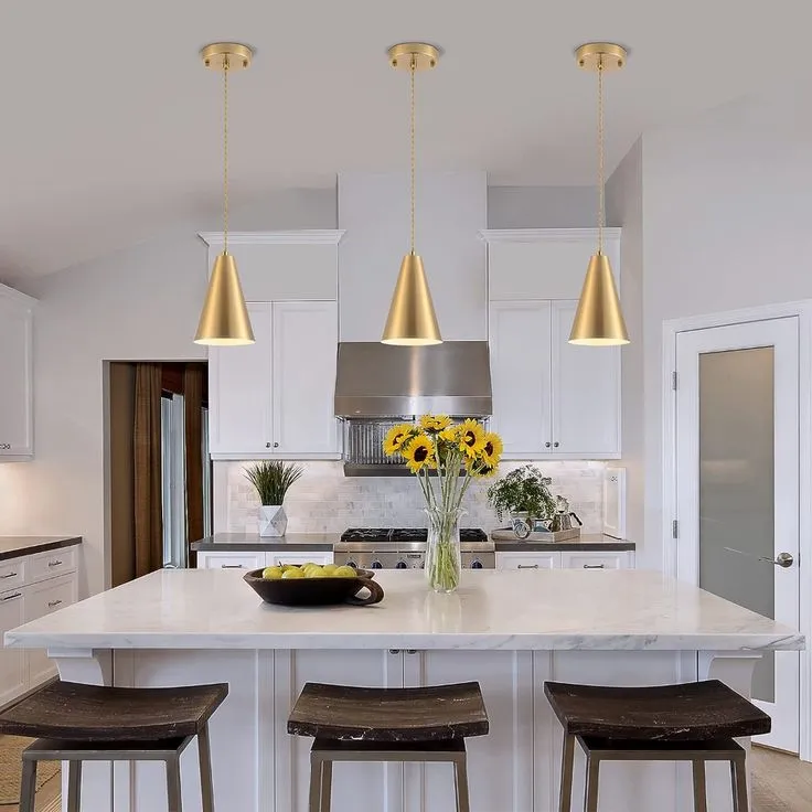 Brushed brass cone pendants