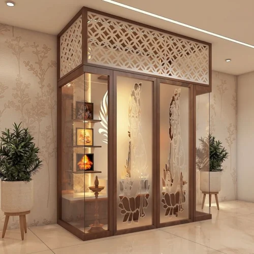 Corner Glass Windows for pooja room