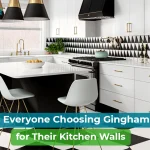 gingham tile backsplash
