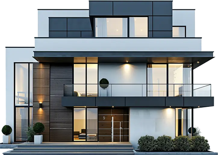 Building with uPVC doors and windows