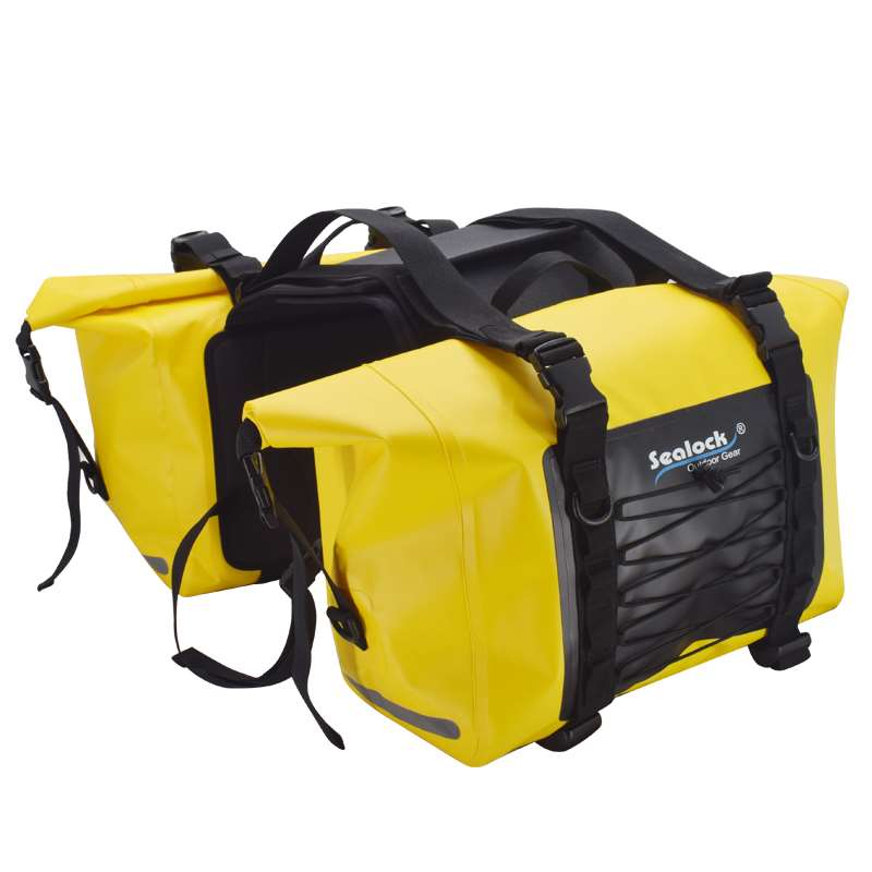 Waterproof Motorcycle Saddlebags 80L with yellow from sealock outdoor