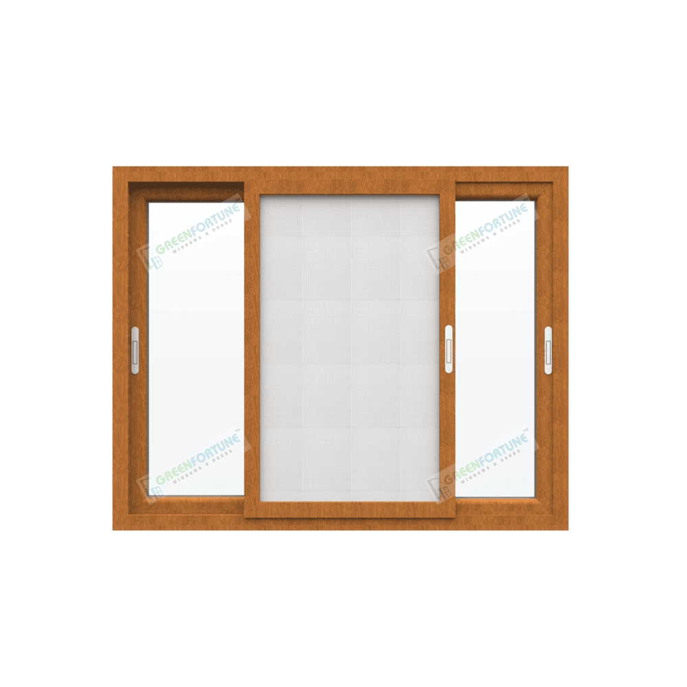 3 panel Golden Oak with mesh sliding window