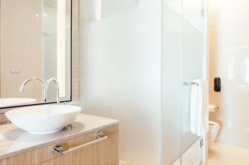 bathroom glass door