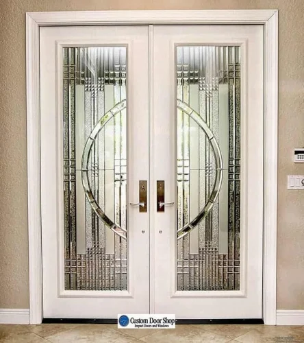  Double Door with Elegant Glass Panels

