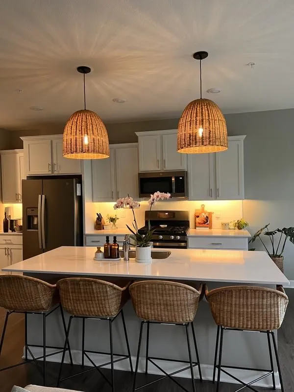 Cane or wicker basket pendants