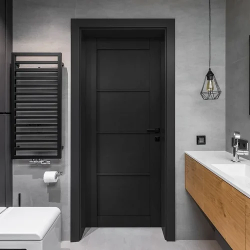 Matte Black Aluminium Bathroom Door