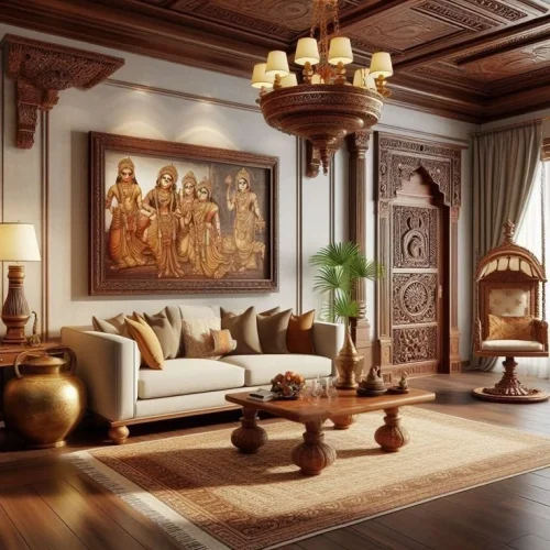 Traditional Carvings with Contemporary Furniture