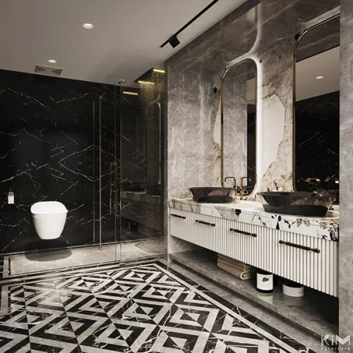 Combination of Black vs. White marble