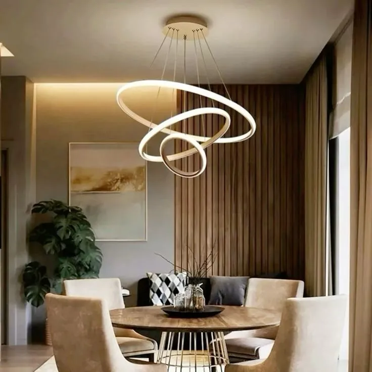 Sculptural LED ring pendants
